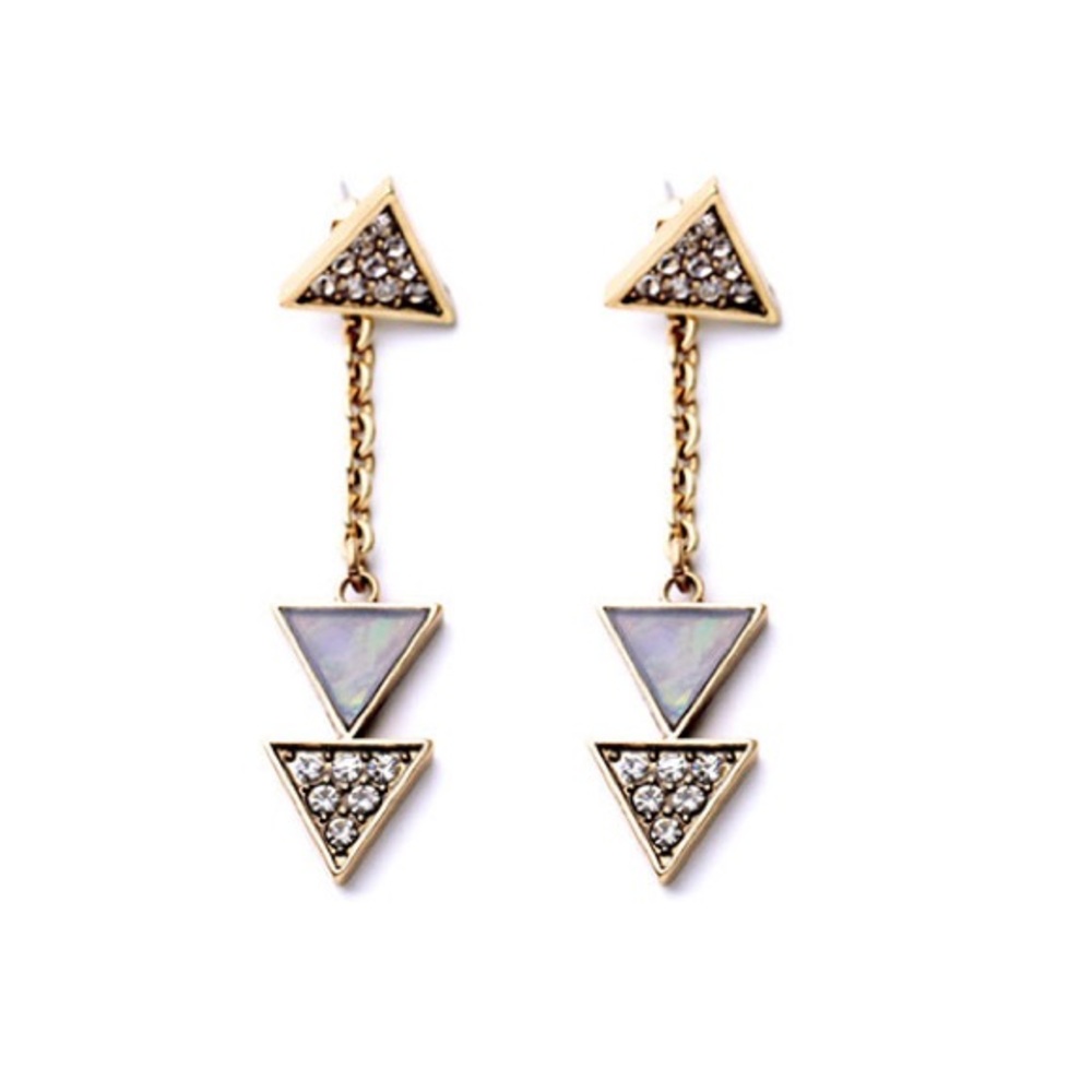 Opalite Pave Stone Triangle Earrings